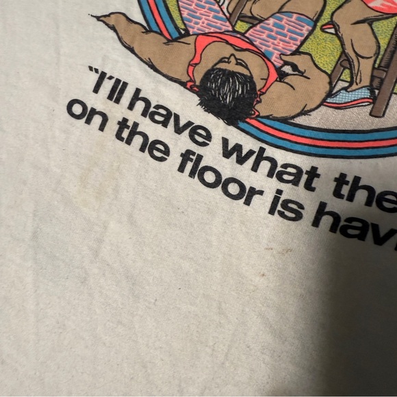 Vintage Get Stiff At Big Dick’s Pub T Shirt Men’s XL 1989 FAIR STAIN DISCOLORED - Picture 3 of 15